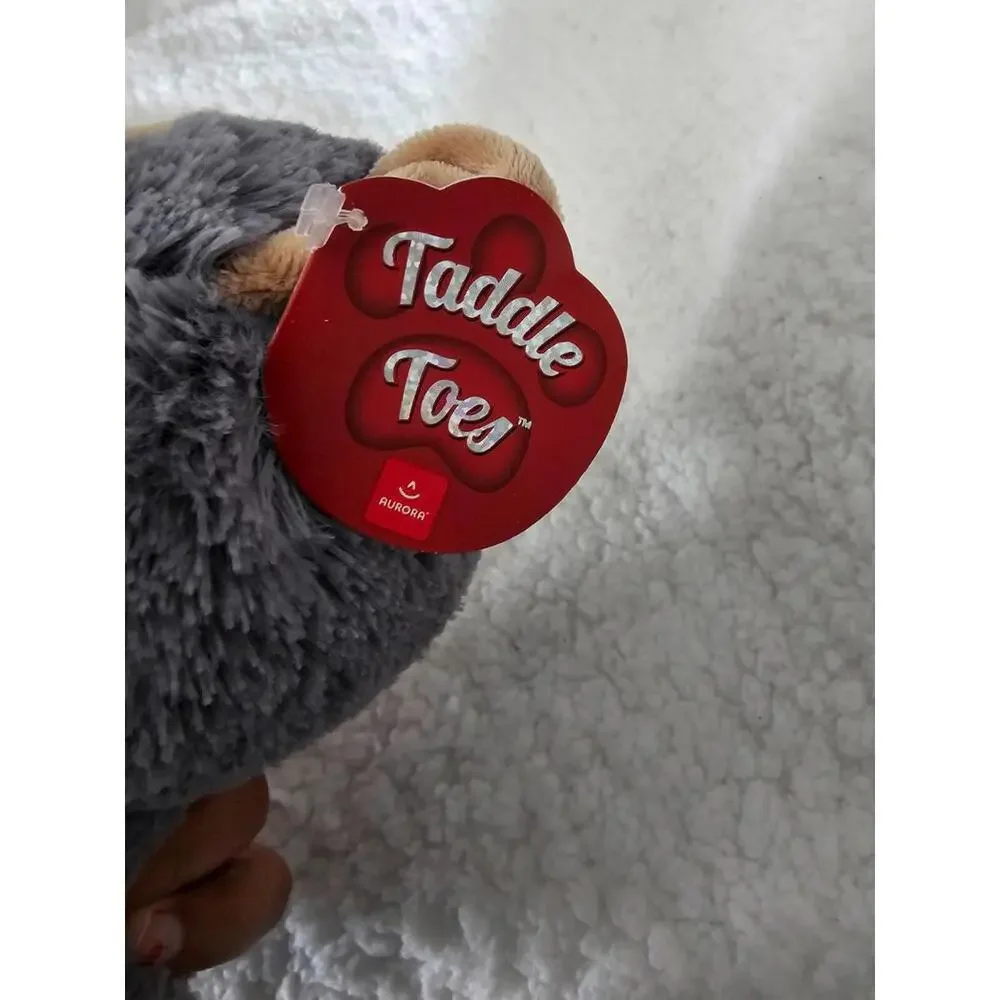 New Aurora Taddle Toes Plush Eclipse Wolf Big Feet Sitting Husky Gray/Brown 9" - Picture 11 of 11